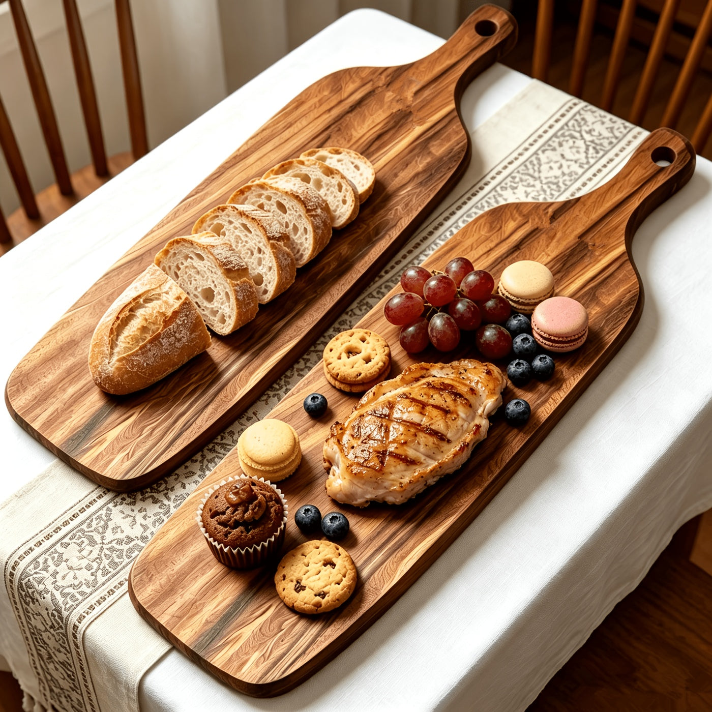 Acacia Wood Charcuterie Board with Handles – Set of 2