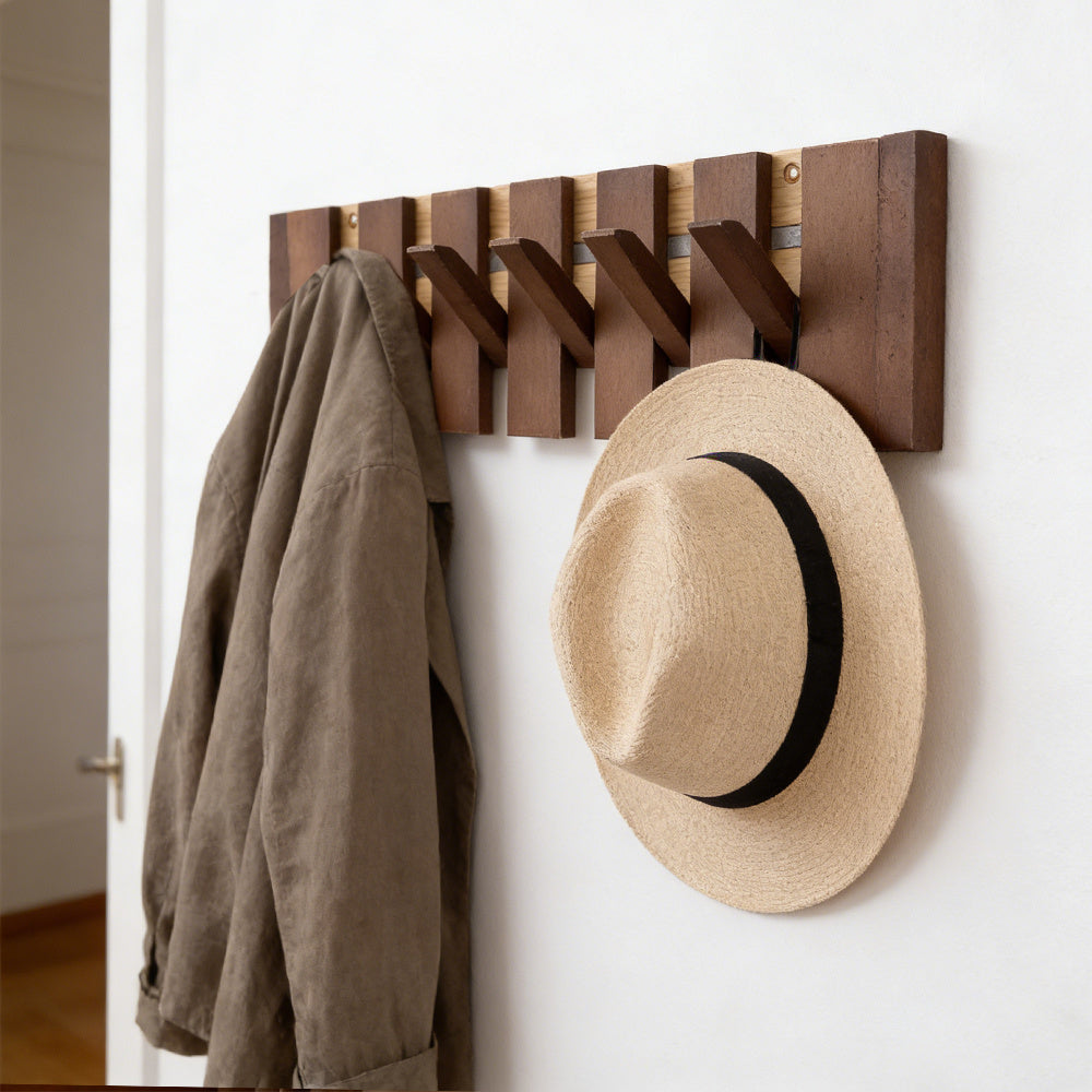 6-Hook Piano Key Wall-Mounted Wooden Coat Rack