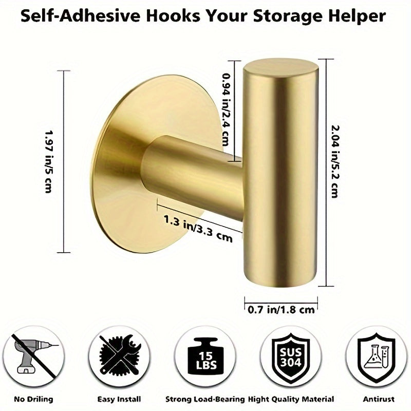 2 Heavy-Duty Adhesive Stainless Steel Hooks