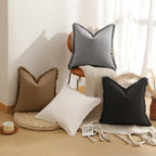 Set of 3 Fringed Bohemian Linen Pillowcases