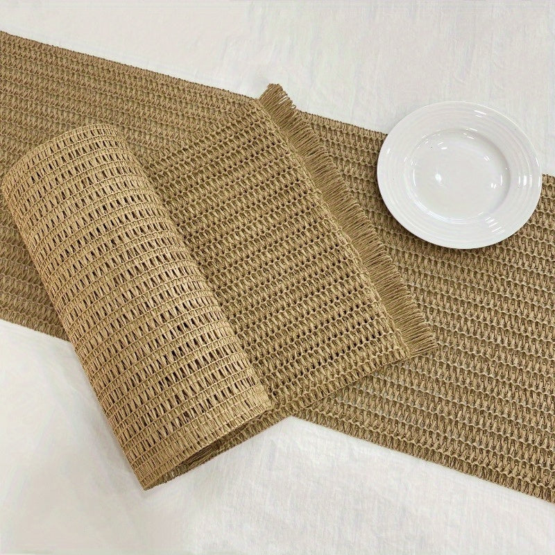 Solid Colour Fringe Boho Table Runner