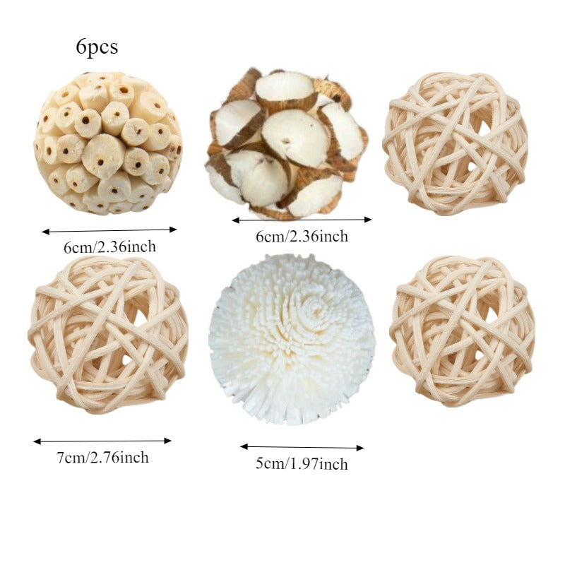 Set of 6 Handcrafted Wicker Decorative Balls