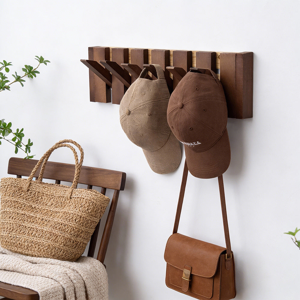 6-Hook Piano Key Wall-Mounted Wooden Coat Rack