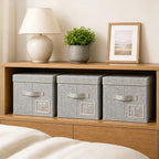 Set of 3 Large Fabric Storage Boxes with Lids
