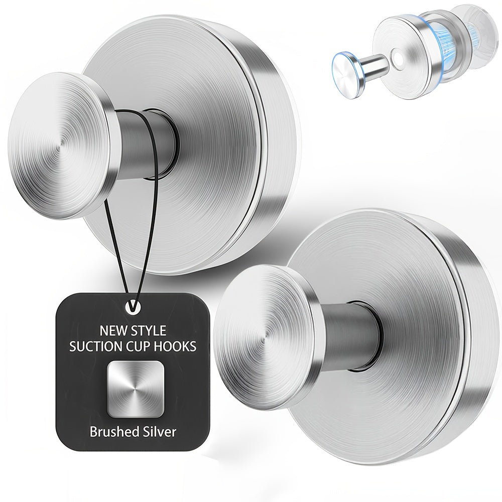 2 Stainless Steel Suction Cup Towel Hooks