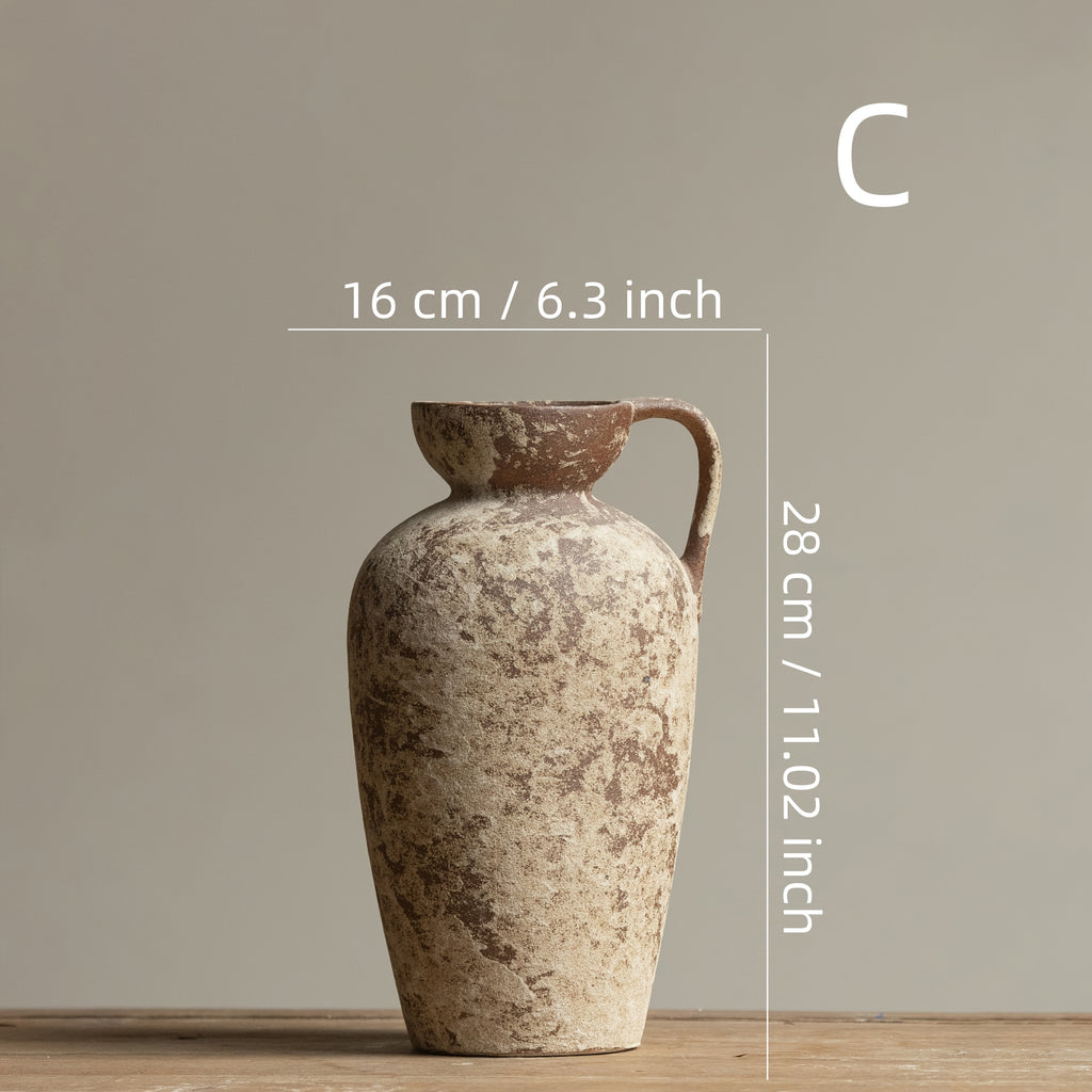 Thick Ceramic Vintage Mottled One-Handle Vase