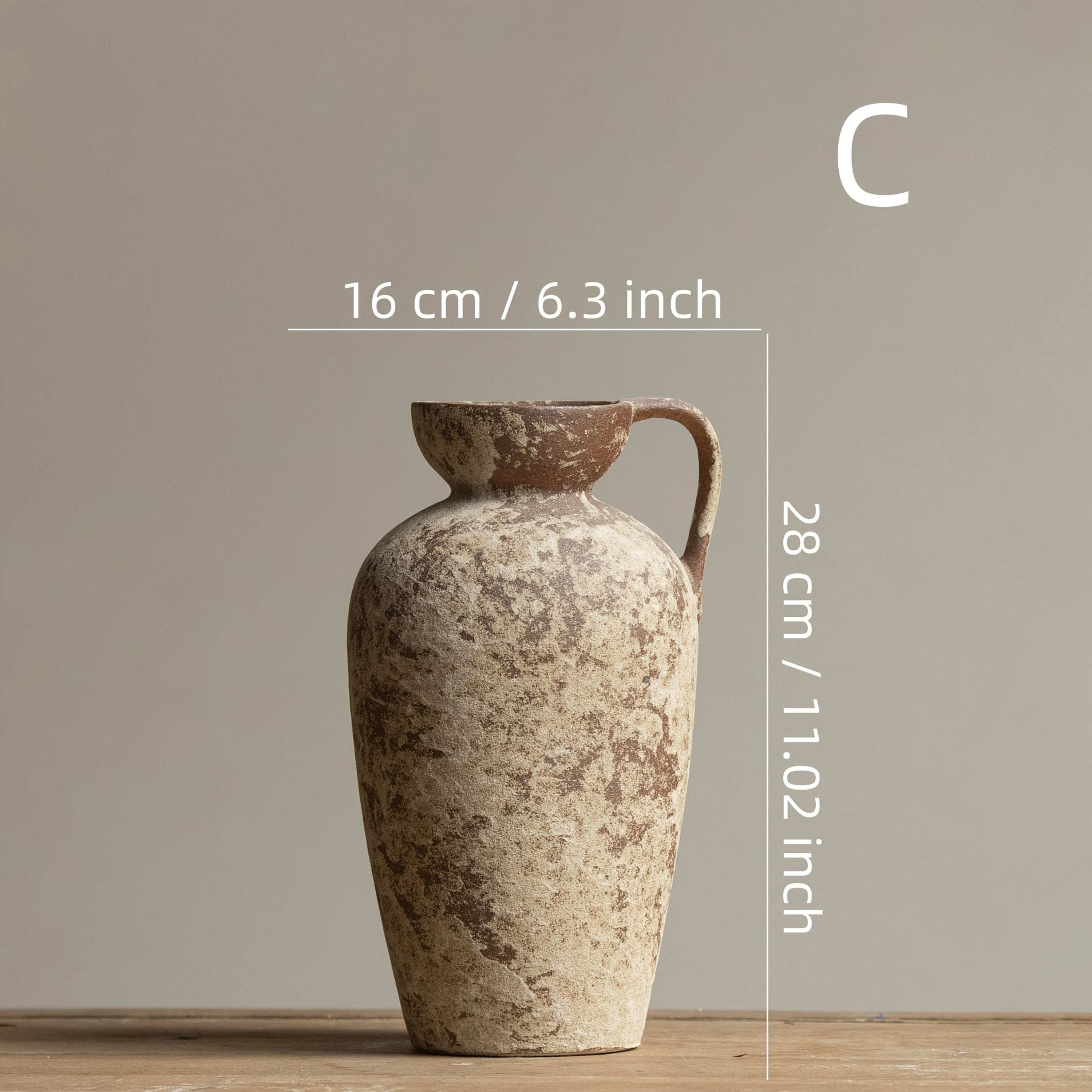Thick Ceramic Vintage Mottled One-Handle Vase