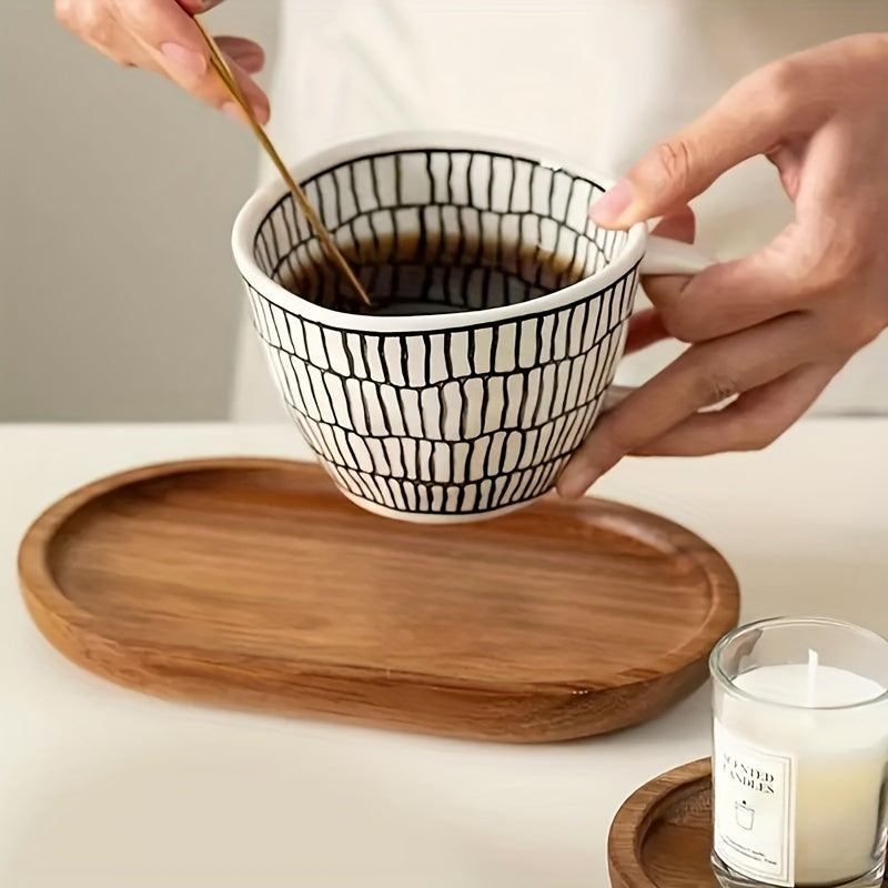Japanese-Style Oval Wooden Tray