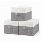 Set of 3 Large Fabric Storage Boxes with Lids