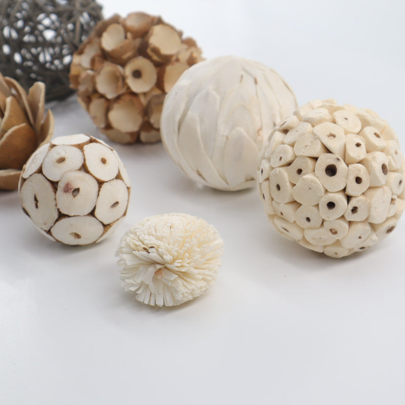 Set of 6 Handcrafted Wicker Decorative Balls