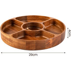 5-Section Round Wooden Snack Serving Board