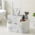 White Marble Resin Toothbrush & Cotton Box Set