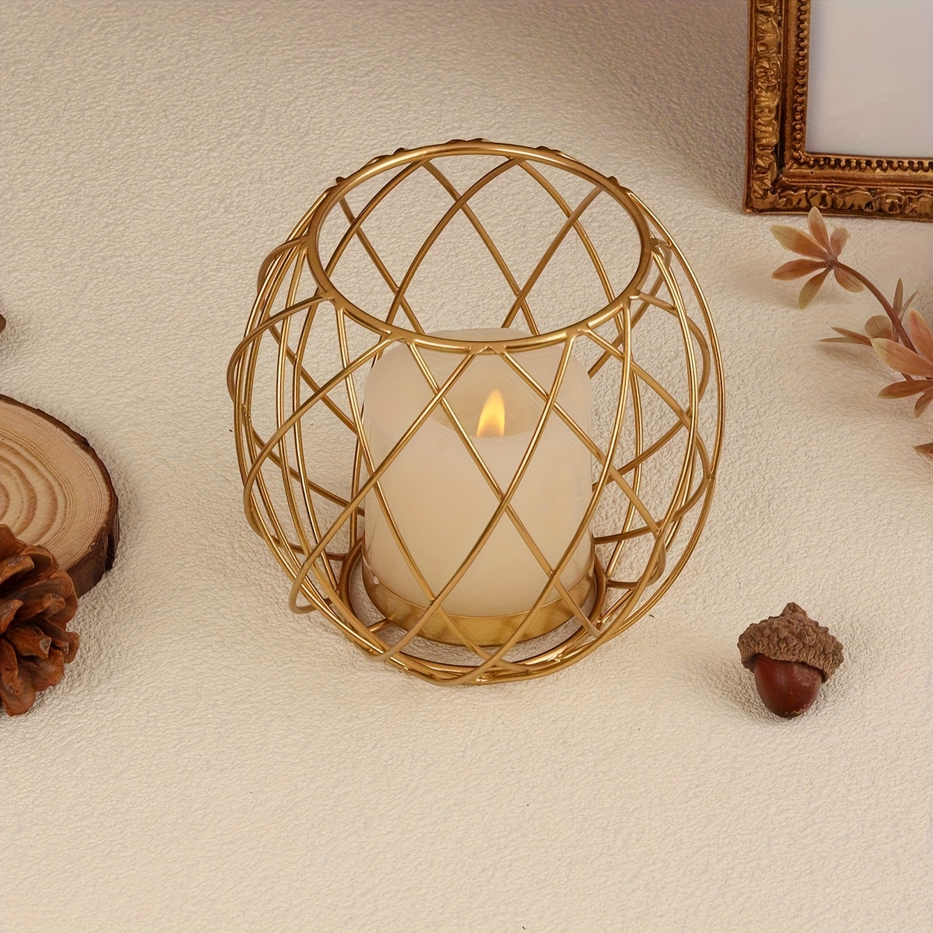 Elegant Metal Geometric Candle Holder