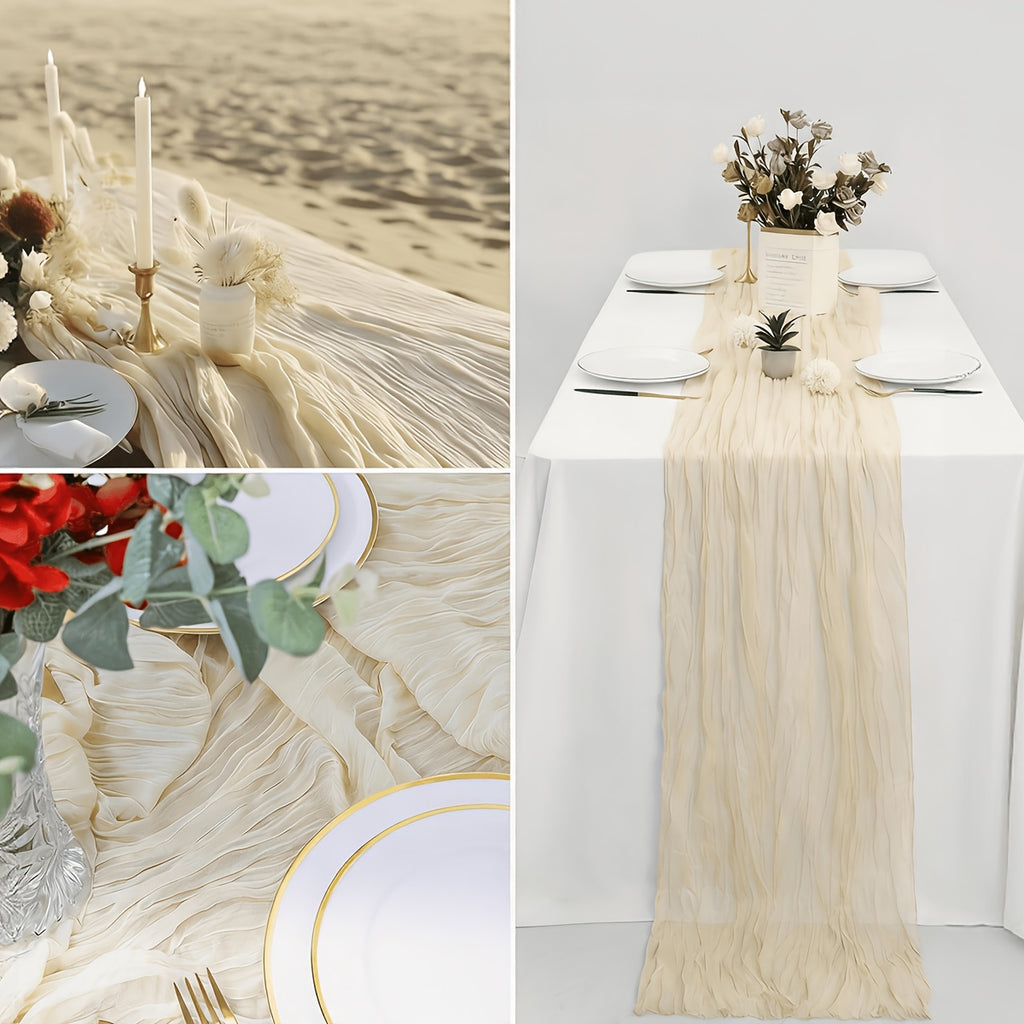 Crinkled Polyester Gauze Table Runner