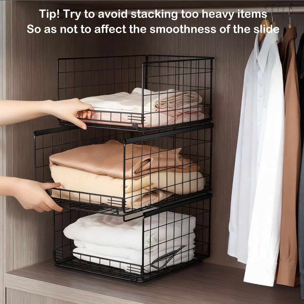 Set of 4 Stackable Sliding Wardrobe Storage Boxes