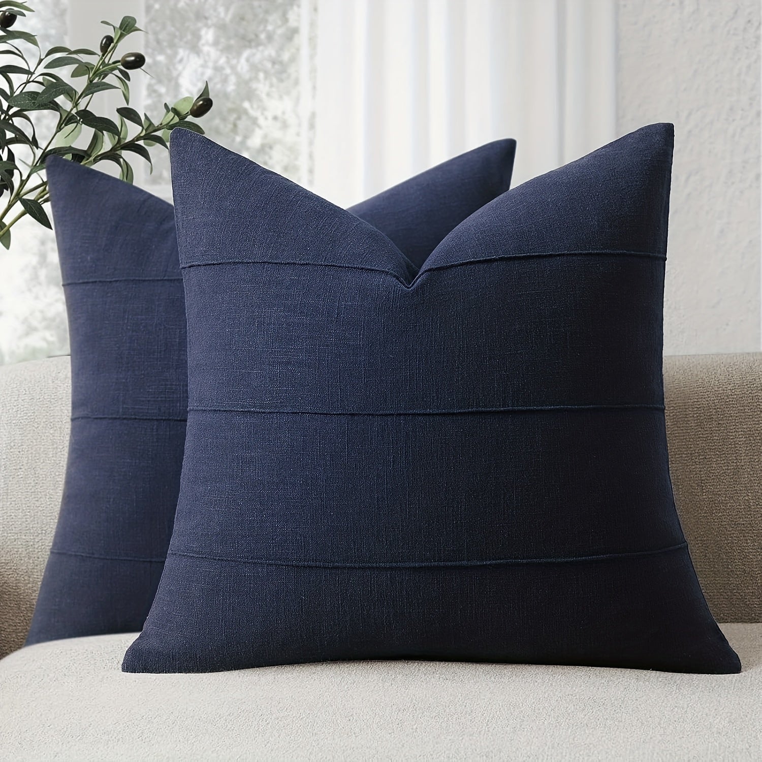 Set of 2 Striped Linen Pillowcases