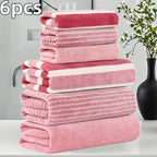 6-Piece Coral Towel Set – 3 Bath & 3 Hand Towels