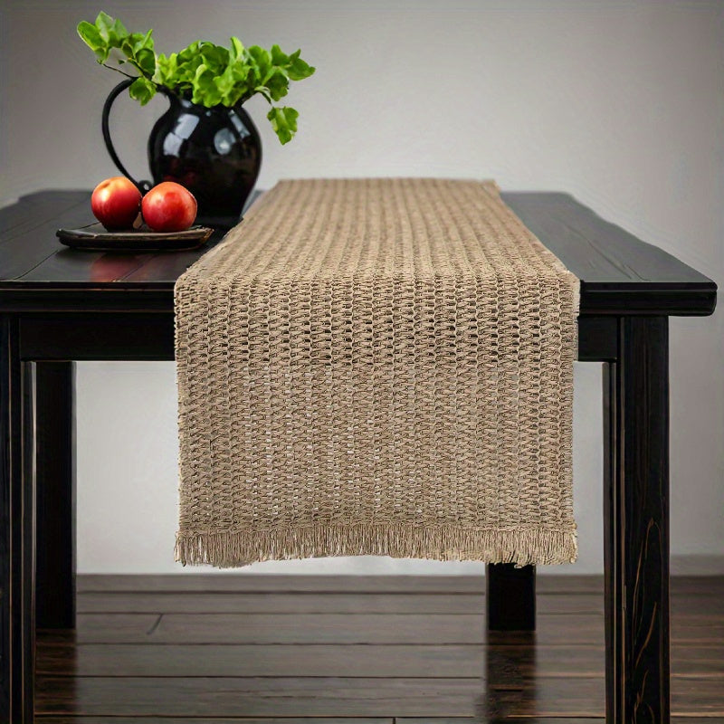 Solid Colour Fringe Boho Table Runner