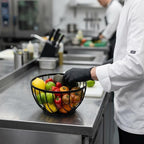 Flat Round Black Fruit Basket