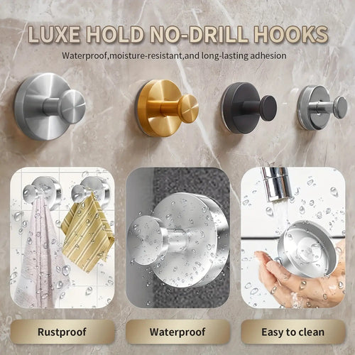 2 Stainless Steel Suction Cup Towel Hooks
