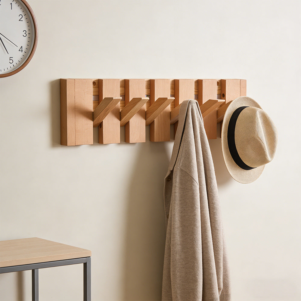 6-Hook Piano Key Wall-Mounted Wooden Coat Rack