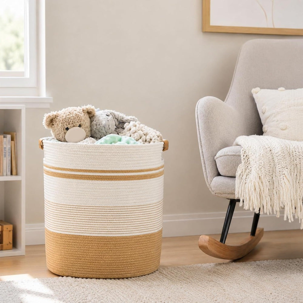 Large Cotton Rope Storage Basket with Handles