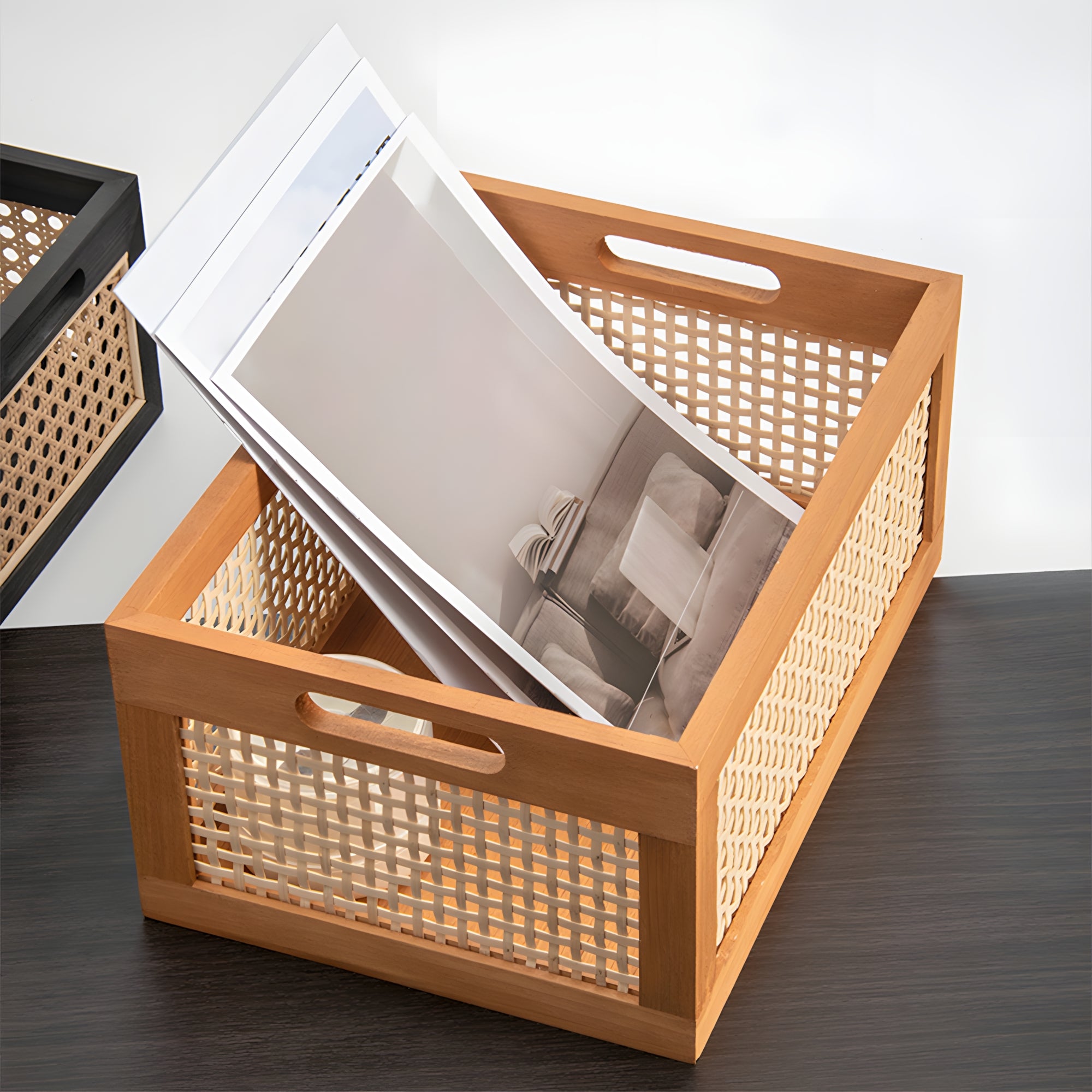 Vintage Multipurpose Wooden Countertop Basket