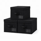 Set of 3 Large Fabric Storage Boxes with Lids