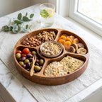 5-Section Round Wooden Snack Serving Board