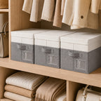 Set of 3 Large Fabric Storage Boxes with Lids