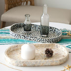 Mother-of-Pearl Inlay Oval Decorative Tray