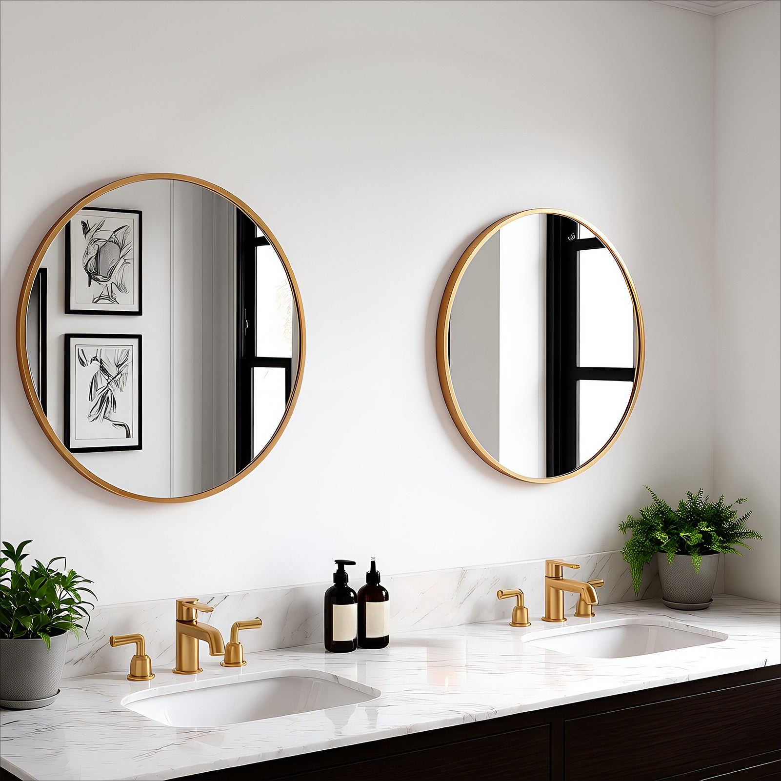 60cm Gold Framed Round Wall Mirror