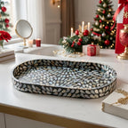 Mother-of-Pearl Inlay Oval Decorative Tray