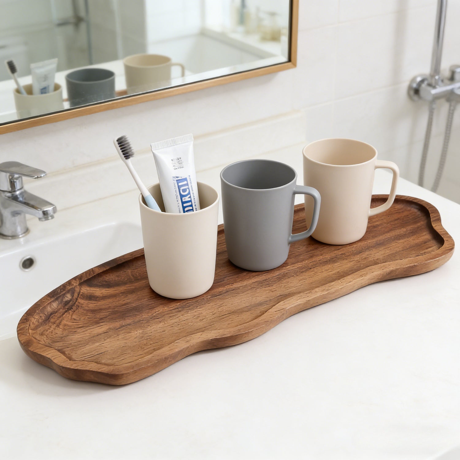 Cloud-Shaped Wooden Bathroom Tray