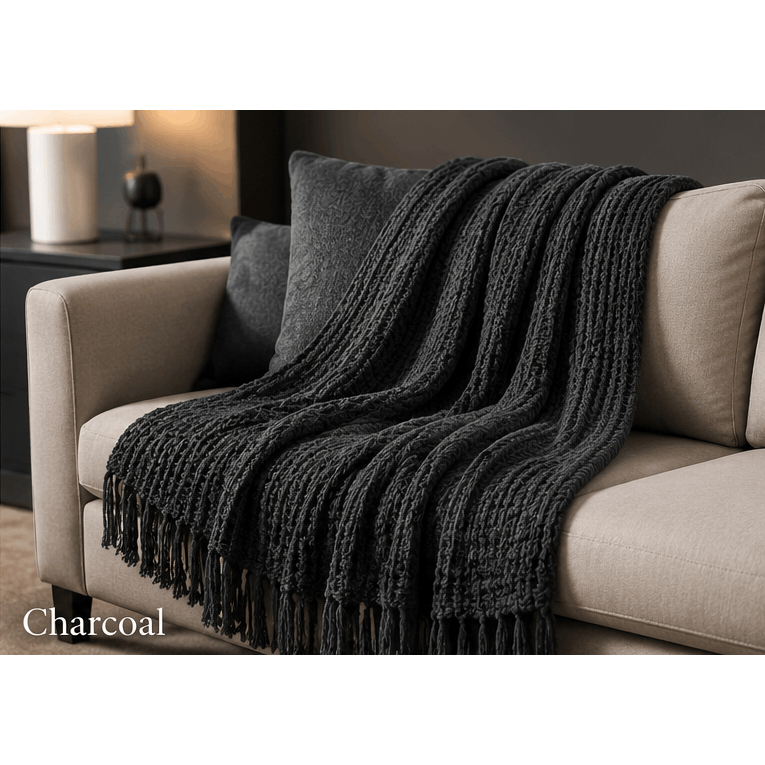 Olivia Rocco Chenille Box-Stitch Throw