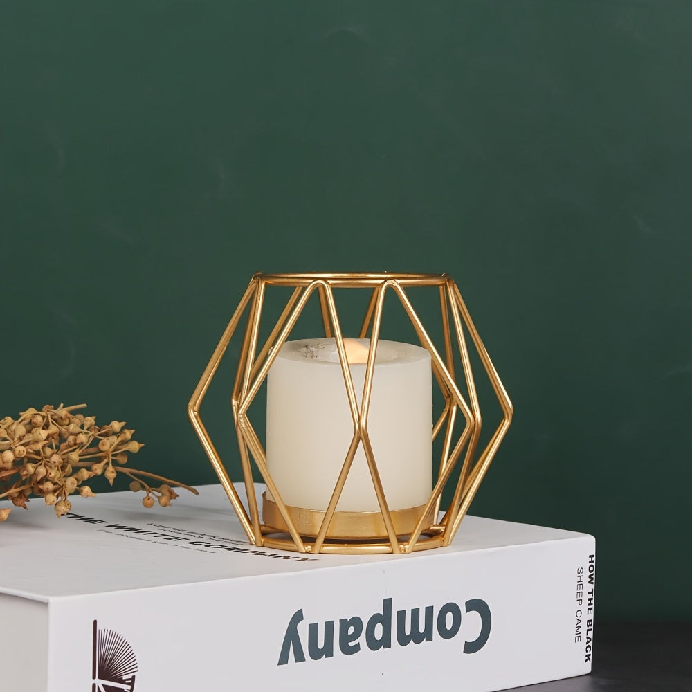 Elegant Geometric Hexagonal Iron Candle Holder