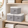 Set of 3 Large Fabric Storage Boxes with Lids