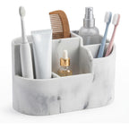 White Marble Resin Toothbrush & Cotton Box Set