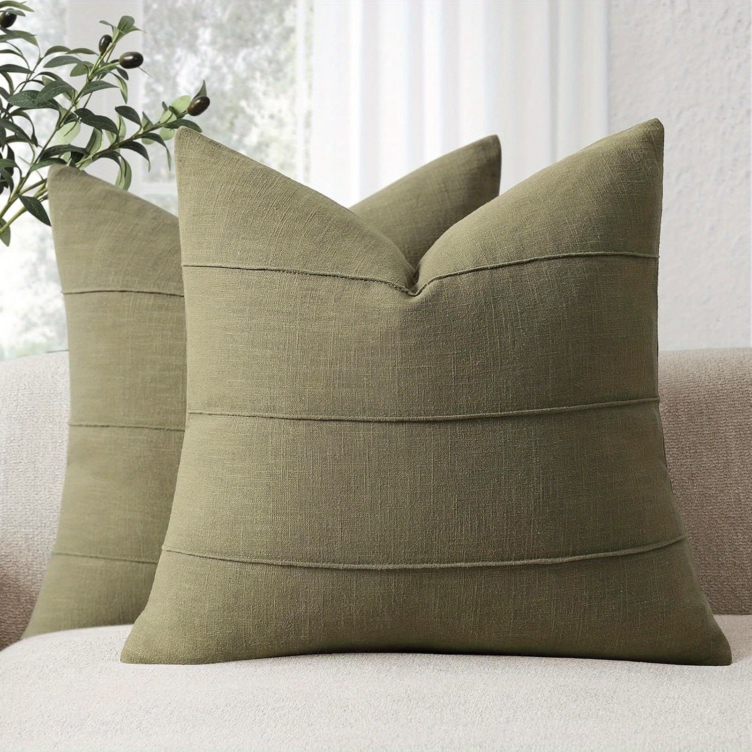 Set of 2 Striped Linen Pillowcases