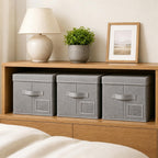 Set of 3 Large Fabric Storage Boxes with Lids