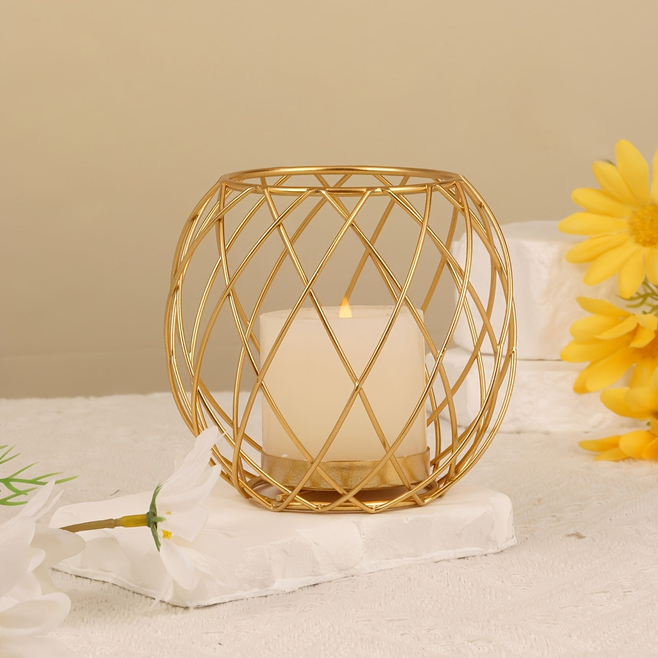 Elegant Metal Geometric Candle Holder