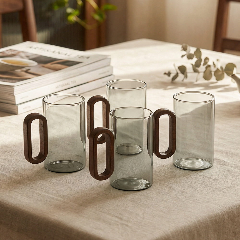 360ml Borosilicate Glass with Wooden Handle