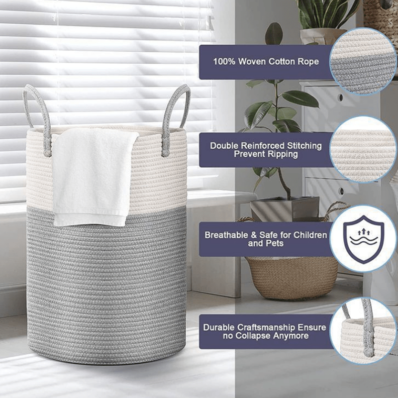64L Large Rope Storage Basket for Blankets