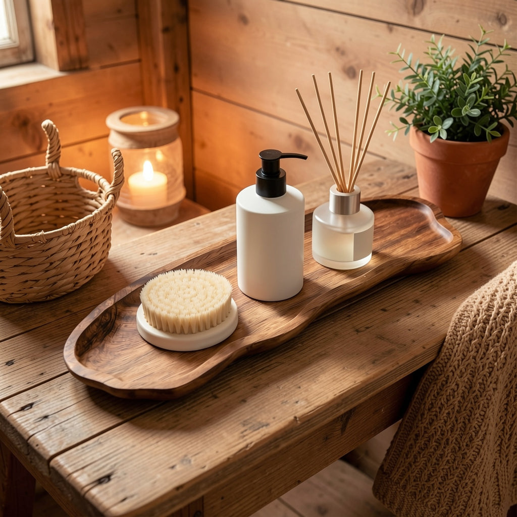 Cloud-Shaped Wooden Bathroom Tray