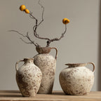 Thick Ceramic Vintage Mottled One-Handle Vase