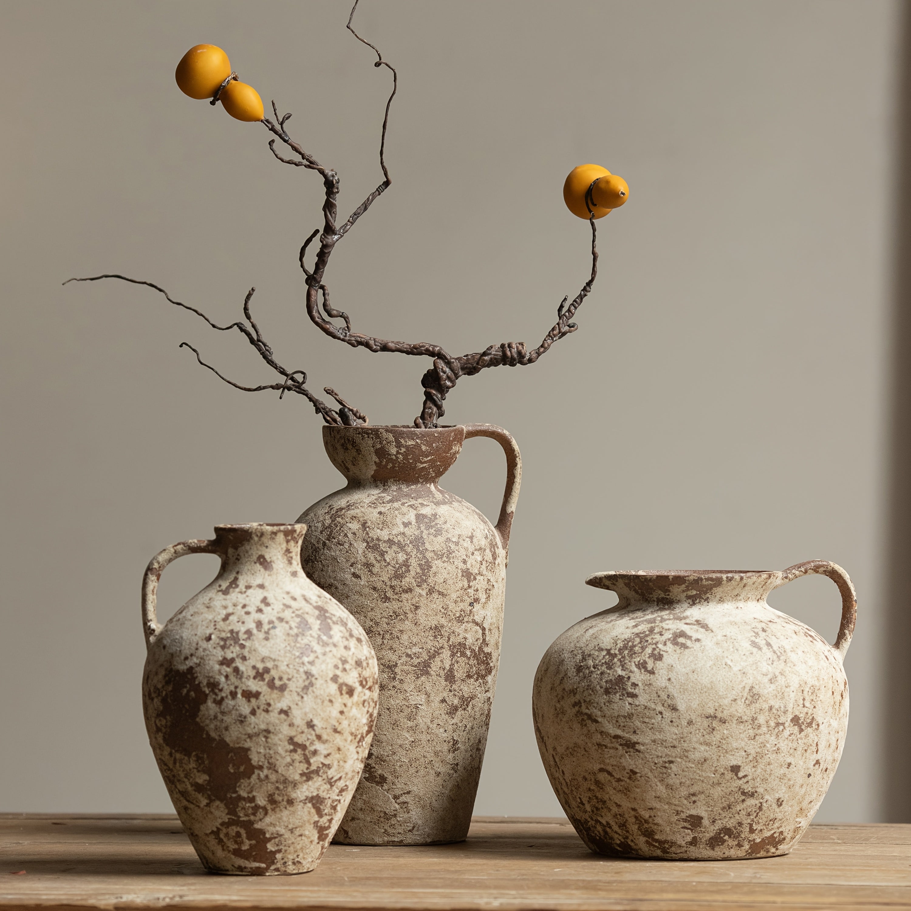 Thick Ceramic Vintage Mottled One-Handle Vase