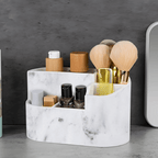 White Marble Resin Toothbrush & Cotton Box Set