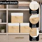 Set of 3 Large Fabric Storage Boxes with Lids