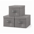 Set of 3 Large Fabric Storage Boxes with Lids