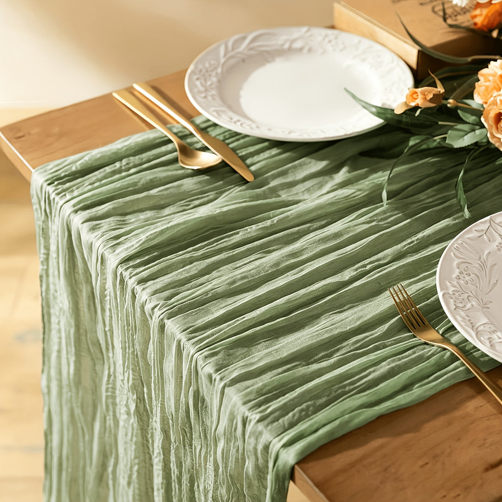 Crinkled Polyester Gauze Table Runner